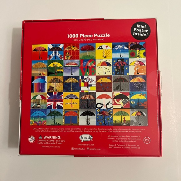 Re-Marks 1000 Piece Rainy Day Umbrella Jigsaw Puzzle 19.25" x 26.75" - Picture 10 of 11